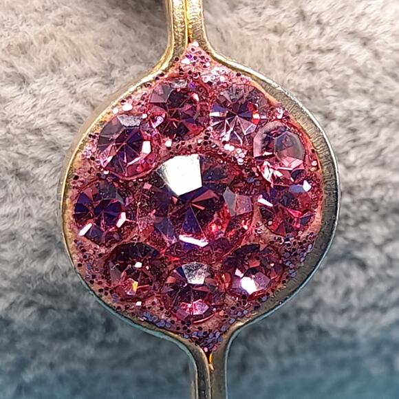 Vintage Pink Rhinestone Bangle Bracelet, Old Stock New W/ Tags, Made India - Picture 4 of 10